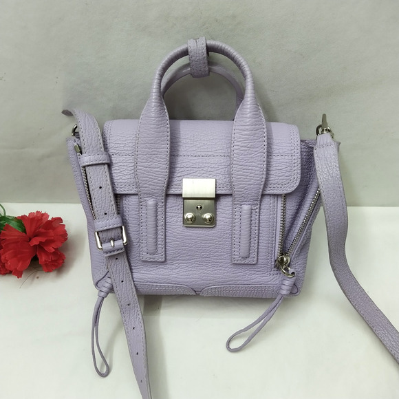 3.1 PHILLIP LIM Mini Pashli Lilac Calfskin Leather Pushlock Crossbody Bag - Picture 1 of 16